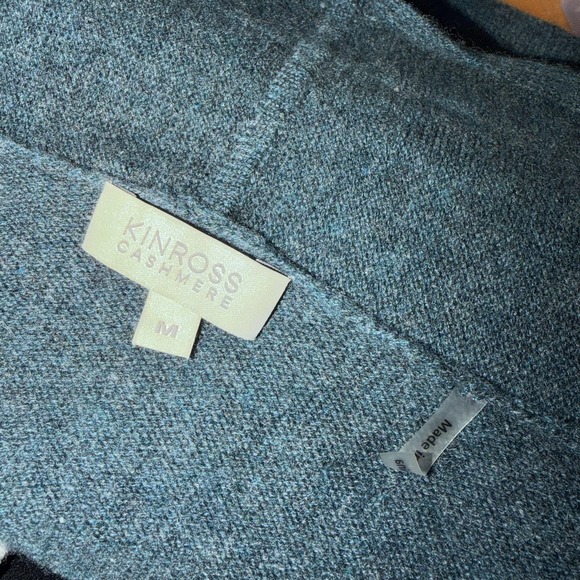 Kinross Cashmere Cardigan Sweater M Green Open Front Longline Knit Quiet Luxury - Picture 3 of 10